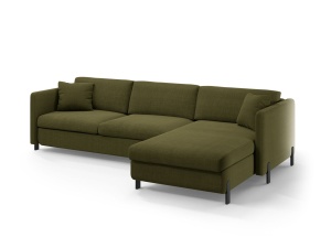 Canapea cu colt extensibila verde din textil pentru 4 persoane Gloria Right Micadoni