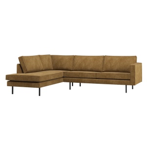 Canapea cu colt galben miere din textil 266 cm Rodeo Rib Left Woood