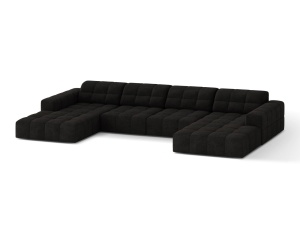 Canapea cu colt gri antracit din textil pentru 6 persoane Jennifer Panoramic Chenille Micadoni