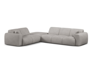 Canapea cu colt gri deschis din textil pentru 6 persoane Molino Chenile Left Micadoni