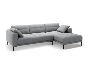 Canapea cu colt gri din catifea pentru 3 persoane Bemy Right Velvet Micadoni