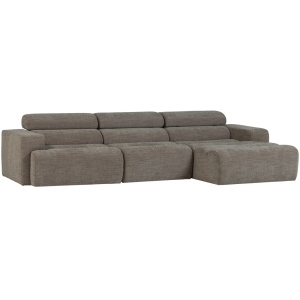 Canapea cu colt gri din textil 300 cm Novi Right Woood