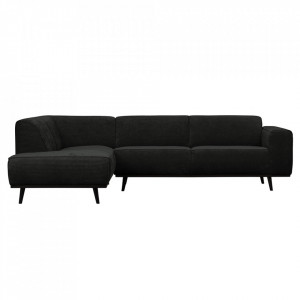 Canapea cu colt gri grafit din textil 274 cm Statement Rib Left Woood