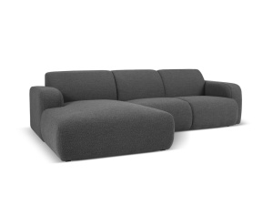 Canapea cu colt gri inchis din textil pentru 4 persoane Molino Boucle Left Micadoni