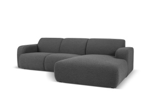 Canapea cu colt gri inchis din textil pentru 4 persoane Molino Boucle Right Micadoni