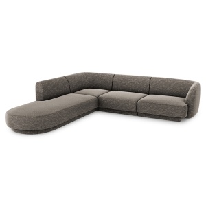 Canapea cu colt gri inchis din textil pentru 6 persoane Miley Left Micadoni