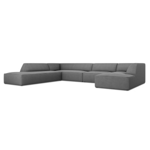 Canapea cu colt gri inchis din textil pentru 7 persoane Ruby Left Micadoni