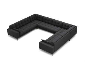 Canapea cu colt gri inchis din textil pentru 9 persoane Mamaia Structured Black Micadoni