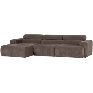 Canapea cu colt gri/maro din textil 300 cm Novi Rib Left Woood