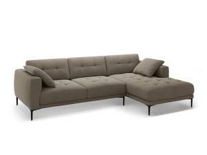 Canapea cu colt gri maroniu din catifea pentru 3 persoane Bemy Right Velvet Micadoni