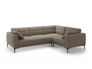 Canapea cu colt gri maroniu din catifea pentru 4 persoane Bemy Right Velvet Micadoni