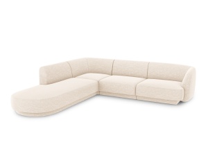 Canapea cu colt ivorie din textil pentru 6 persoane Miley Eden Chenille Left Micadoni