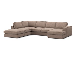 Canapea cu colt maro deschis din textil pentru 5 persoane Pola Left Micadoni