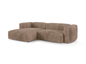 Canapea cu colt maro din textil pentru 2 persoane Martina Tilia Corduroy XL Left Micadoni