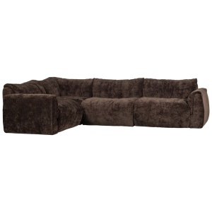 Canapea cu colt maro inchis din textil 301 cm Baggy 3D Chenille Left Woood
