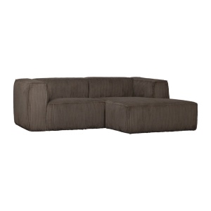 Canapea cu colt maro mud din textil 254 cm Bean Rib Right Woood