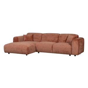 Canapea cu colt maro teracota din textil 280 cm Cloud Left Chenille Woood