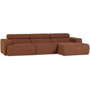Canapea cu colt maro teracota din textil 300 cm Novi Boucle Right Woood