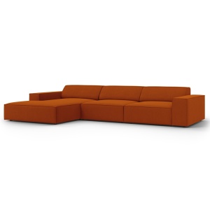 Canapea cu colt maro teracota din textil pentru 4 persoane Jodie Left Micadoni