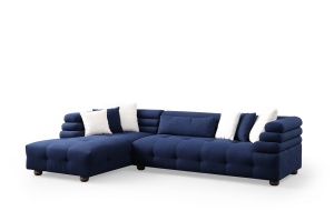 Canapea cu colt modulara albastru inchis din textil 300 cm Boston Left The Home Collection