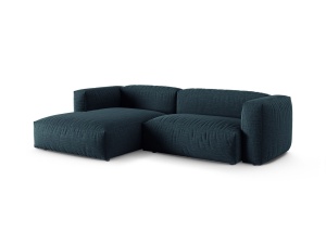 Canapea cu colt modulara albastru jeans din textil pentru 2 persoane Martina Boston Left Micadoni