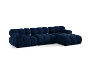 Canapea cu colt modulara albastru royal din catifea pentru 4 persoane Bellis 155 Right Micadoni