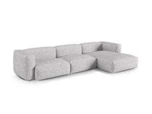 Canapea cu colt modulara argintie din textil pentru 3 persoane Martina Boucle XL Right Micadoni