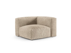 Canapea cu colt modulara bej deschis din catifea pentru 1 persoana Martina XL Micadoni