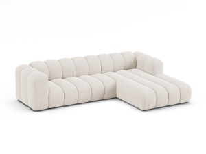 Canapea cu colt modulara bej deschis din textil pentru 4 persoane Lupine Right Chenille Micadoni