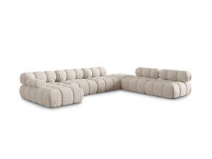 Canapea cu colt modulara bej deschis din textil pentru 7 persoane Bellis Right 3D Micadoni