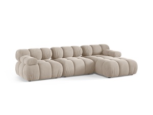 Canapea cu colt modulara bej inchis din catifea pentru 4 persoane Bellis 155 Right Micadoni