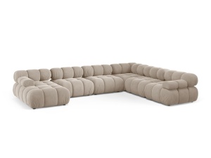 Canapea cu colt modulara bej inchis din catifea pentru 8 persoane Bellis Panoramic Right Micadoni
