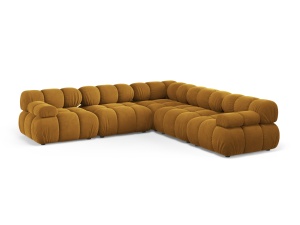 Canapea cu colt modulara galbena din catifea pentru 5 persoane Bellis Bluvel Symmetrical Micadoni