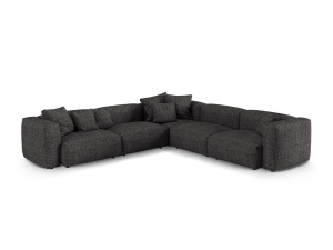 Canapea cu colt modulara gri antracit din textil pentru 5 persoane Martina Boucle XL Micadoni
