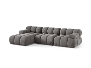 Canapea cu colt modulara gri deschis din catifea pentru 4 persoane Bellis 155 Left Micadoni