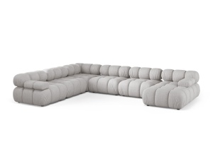 Canapea cu colt modulara gri deschis din textil pentru 8 persoane Bellis Liberty Left Micadoni