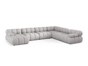 Canapea cu colt modulara gri deschis din textil pentru 8 persoane Bellis Liberty Right Micadoni
