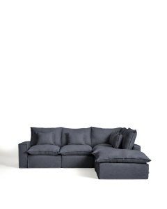 Canapea cu colt modulara gri inchis din textil pentru 4 persoane Anarela 307 Right Kave Home