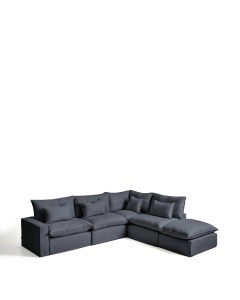 Canapea cu colt modulara gri inchis din textil pentru 6 persoane Anarela 347 Right Kave Home