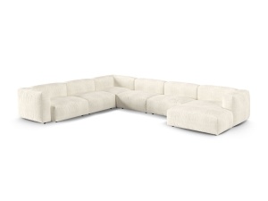 Canapea cu colt modulara ivorie din textil pentru 6 persoane Martina Monet Boucle Left XL Micadoni