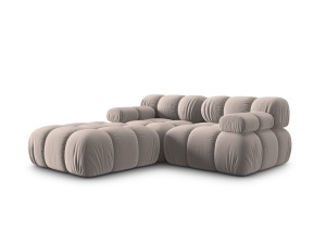 Canapea cu colt modulara maro cappuccino din catifea pentru 3 persoane Bellis Bluvel Left Micadoni
