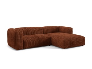 Canapea cu colt modulara maro caramiziu din textil pentru 2 persoane Martina Corduroy Right Micadoni