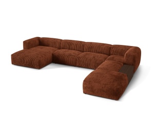 Canapea cu colt modulara maro caramiziu din textil pentru 5 persoane Martina Corduroy Right Micadoni