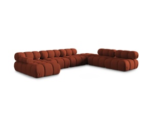 Canapea cu colt modulara maro caramiziu din textil pentru 7 persoane Bellis Right 3D Micadoni