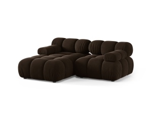 Canapea cu colt modulara maro inchis din catifea pentru 3 persoane Bellis Bluvel Left Micadoni