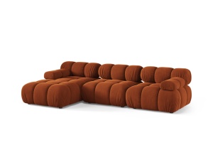 Canapea cu colt modulara maro teracota din catifea pentru 4 persoane Bellis 155 Left Micadoni