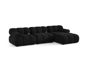 Canapea cu colt modulara neagra din catifea pentru 4 persoane Bellis 155 Right Micadoni