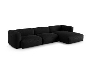 Canapea cu colt modulara neagra din textil pentru 3 persoane Martina XL Right Micadoni