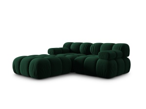 Canapea cu colt modulara verde din catifea pentru 3 persoane Bellis Bluvel Left Micadoni