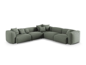 Canapea cu colt modulara verde muschi din textil pentru 5 persoane Martina XL Micadoni